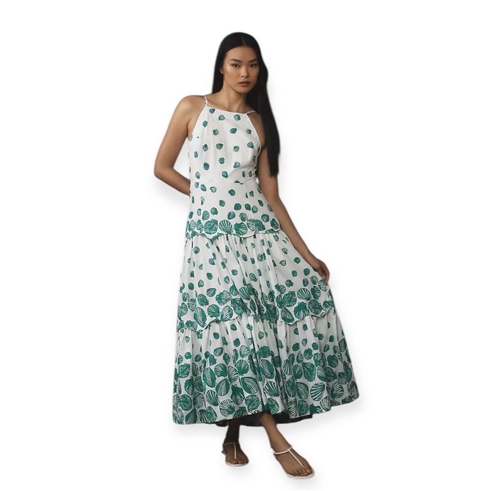 Maeve by Anthropologie Leaf Print Maxi Dress